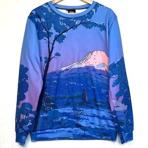 Vapor95 Vaporware & Aesthetic Clothing Mount Fuji Sweatshirt Unisex Size Medium